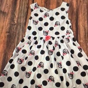 Polka Dot Cat Print Kids Dress